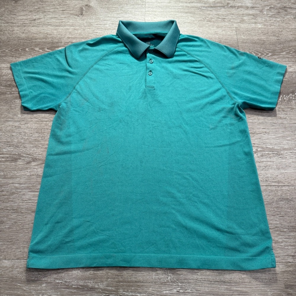 Fabletics Polo Shirt Mens‎ XL Green Blue Short Sleeve Performance Golf Preppy